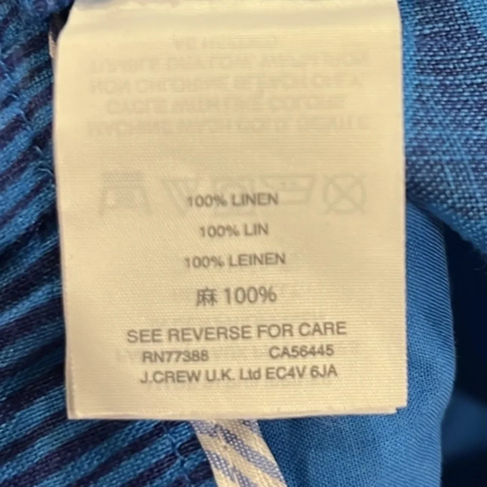 J.Crew blue linen tropical palm shorts size 4 - Picture 8 of 8